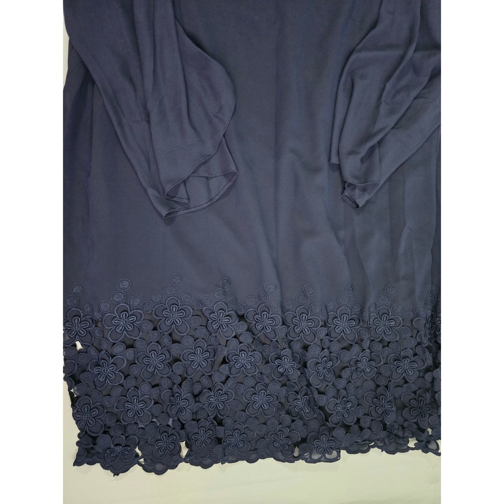 Tahari Arthur S Levine Navy Blue Floral Lace Hem Shift Dress 22W 6226L474 NWT - Picture 3 of 16